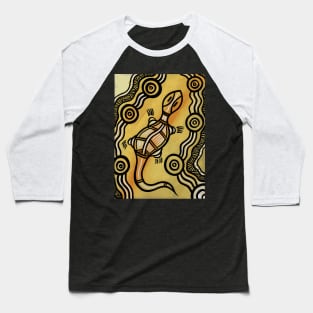 Aboriginal Art - Lizard Gold Baseball T-Shirt